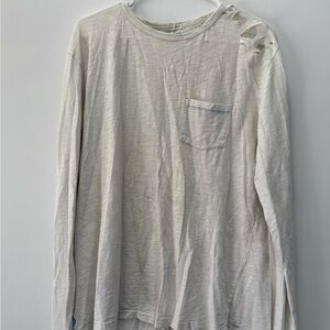 Distressed White Long Sleeve Shirt Air & Sea Montauk